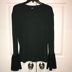 Dark Green Rib-Knit blouse